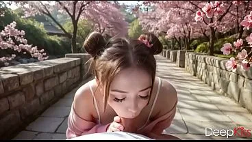 A cute Japanese girl gently sucks my thick, huge cock, takes it deep down her throat, and swallows my cum[AI]