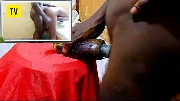 HOT! HOT! HOT! Mr. Dicks3x masturbating and fucking egg plant while watching hot porn xvideo for Doggy style