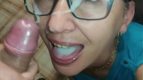 Amateur MILF Slutty Wife Sloppy Blowjob, Cumshot in Mouth, Facial