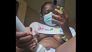 Baambi Teases Nipples Until She Squats