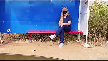 Nurse Sucks Dick at Bus Stop Then Does Anal