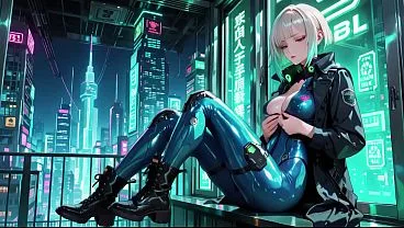 AI Cyber Agent Blonde Seductive Night