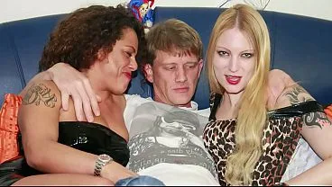 Threesome Blonde Curvy Brunette Fishnets