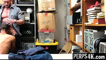 Horny Guard Fucks The Pervy Boy In The Back Room For Having Sex In The Bathroom