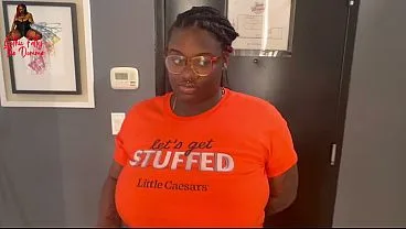 BBW Ebony Delivers Pizza and Gets BBC