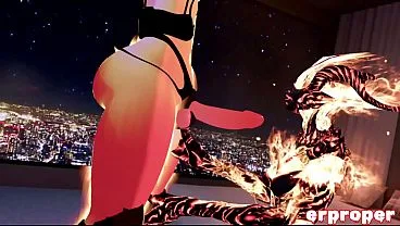 VR Chat Flame Atronach Blowjob & Doggy Fuck