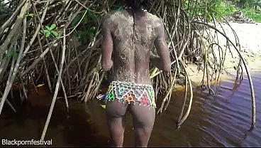 Muddy Skinny Tribe Girl Naked Outdoors