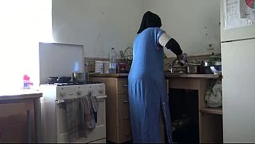 Arab Cuckold Wife Lets Stepson Fuck Her Kitchen