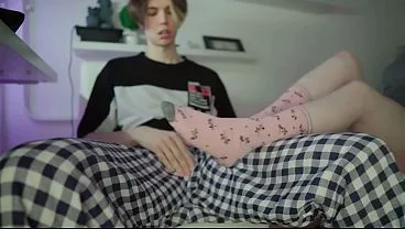 Schoolgirl Pink Socks Footjob Cum On Feet