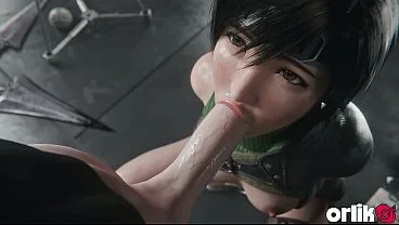 Yuffie Gives Wet Blowjob 3D Animation