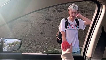 Busty Girlfriend & Twink Car Fuck