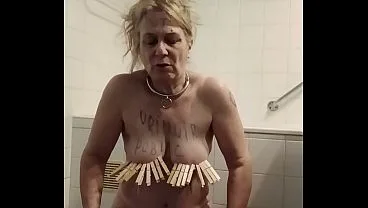 Public urinal slave humiliation