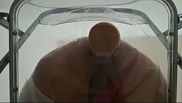 Fat Ass Trans Gwen Tennyson Facesitting and Anal Fucked with Creampie through Clear Chair for the First Time