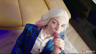 Dolly Rud Plays with Hard Cock on Couch