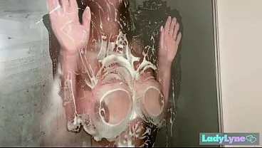 LadyLyne Presses Titties on Shower Glass